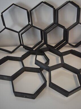 Modern Black Hexagon Honeycomb Geometric Form for Concrete-Design-Crafts & More